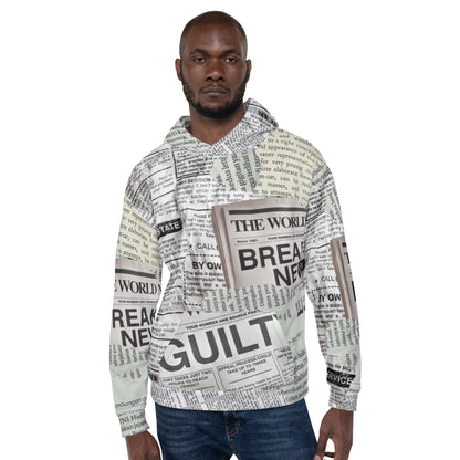 Stylish Newspaper Print Unisex Hoodie Sweatshirt