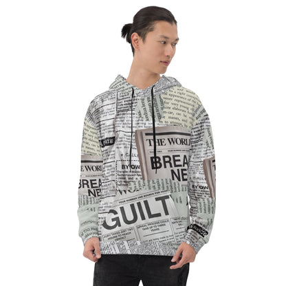 Stylish Newspaper Print Unisex Hoodie Sweatshirt