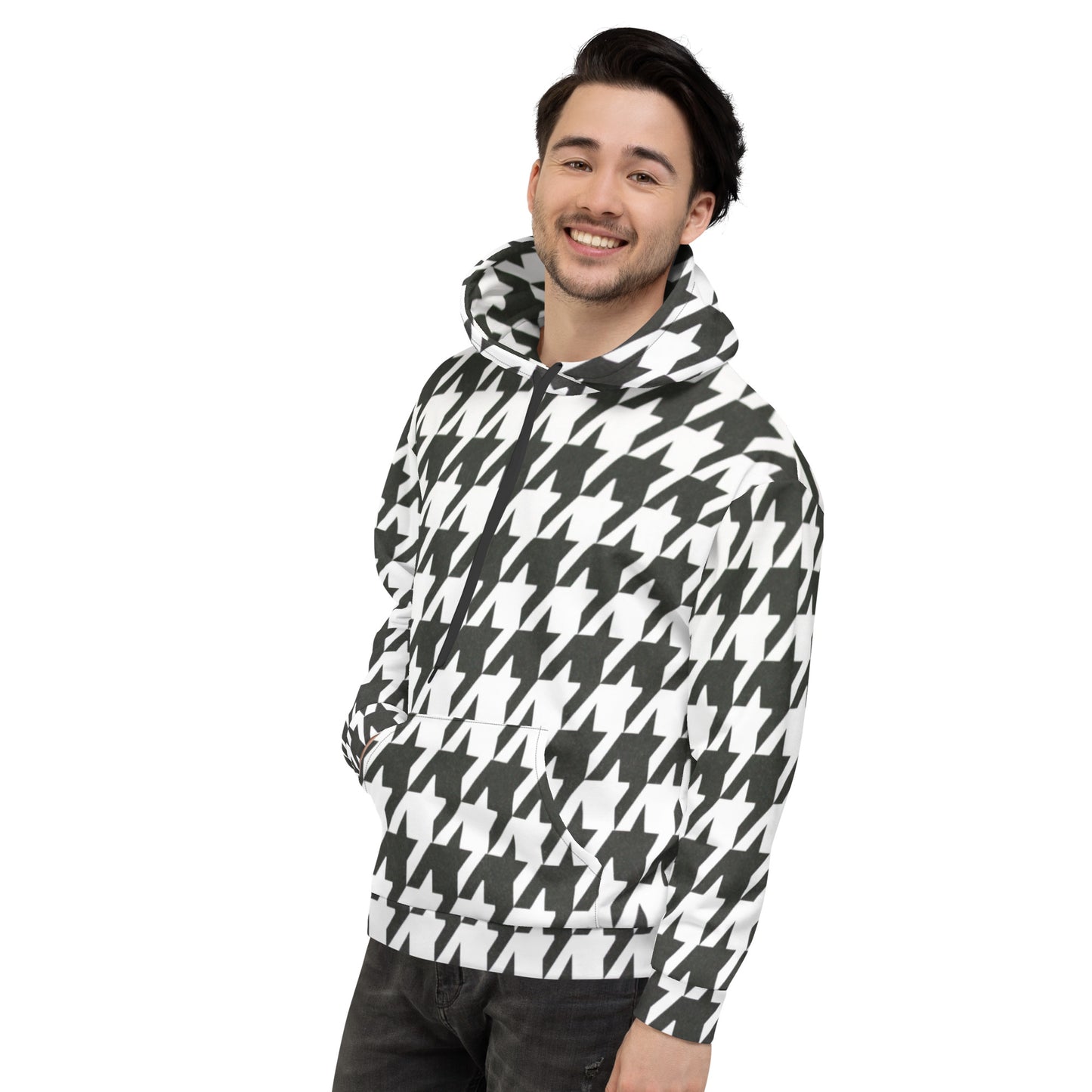 Stylish Houndstooth Hoodie Sweatsthirt - Urban Chic