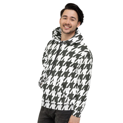 Stylish Houndstooth Hoodie Sweatsthirt - Urban Chic