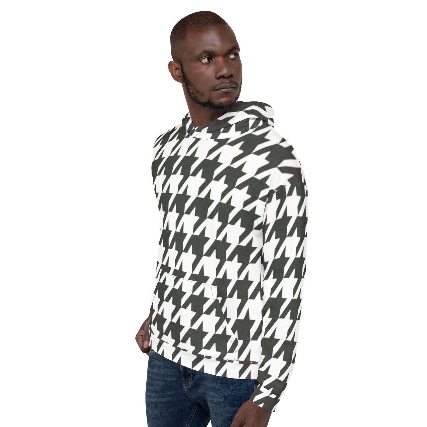 Stylish Houndstooth Hoodie Sweatsthirt - Urban Chic