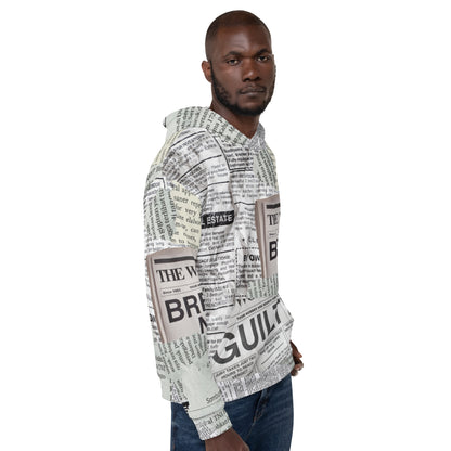 Stylish Newspaper Print Unisex Hoodie Sweatshirt