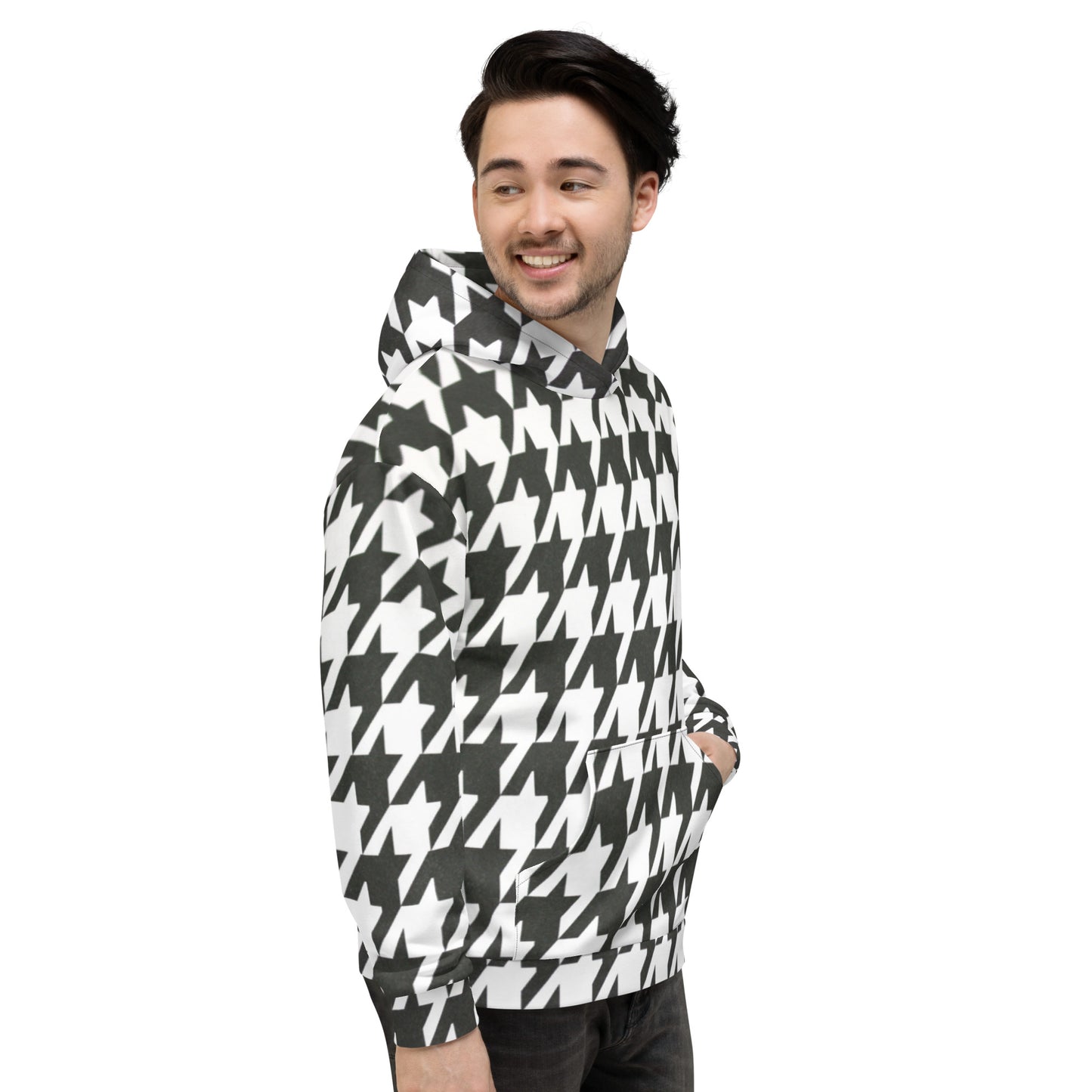 Stylish Houndstooth Hoodie Sweatsthirt - Urban Chic