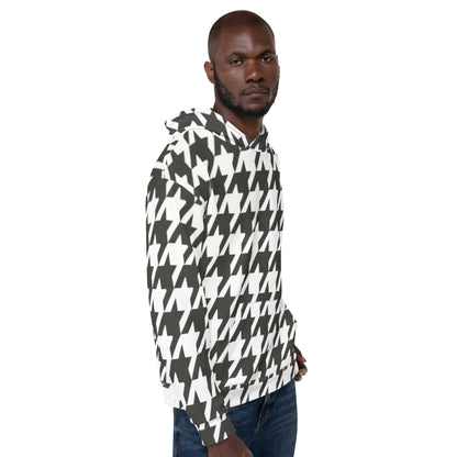 Stylish Houndstooth Hoodie Sweatsthirt - Urban Chic