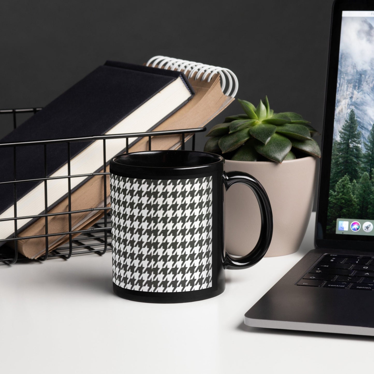 Black and White Houndstooth Coffee Mug