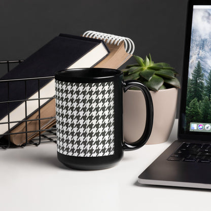 Black and White Houndstooth Coffee Mug